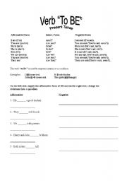 English Worksheet: To BE - Present Tense