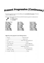 English Worksheet: Present Progressive