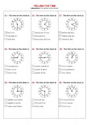 English Worksheet: TELLING THE TIME QUIZ