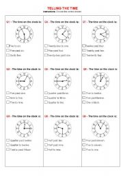 English Worksheet: TELLING THE TIME QUIZ