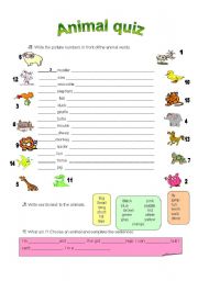 English Worksheet: Animal quiz