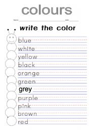 English Worksheet: Colours