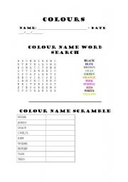 English worksheet: Colours