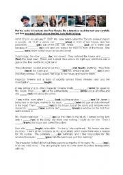 English Worksheet: Detective story - irregular verbs