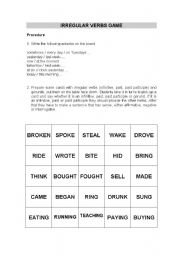 English Worksheet: Irregular verbs game