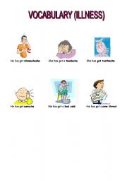 English Worksheet: ILLNESS AND ADVICES (1/4)