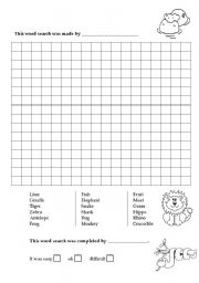 English worksheet: Jungle animals and what they eat