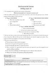 English Worksheet: Writing an Opinion Essay