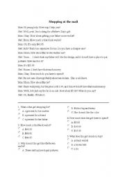 English Worksheet: Shopping at the mall