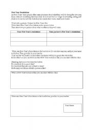 English Worksheet: New Year Resolutions