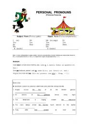 English Worksheet: Personal Pronouns, Possessive Adjectives, Possessive Pronouns