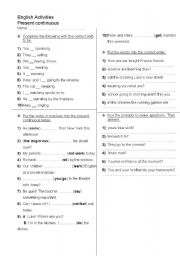 English Worksheet: present continuous worksheet