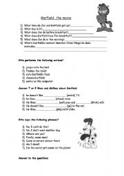 English Worksheet: garfield movie guide