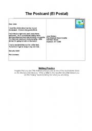 English Worksheet: A post card exercise