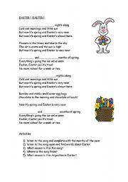 English Worksheet: easter song