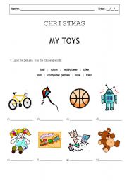 English Worksheet: Christmas - My Toys