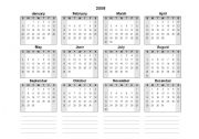 English worksheet: Calendar - Important Dates Family Activity