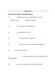 English worksheet: which / what