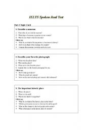 English Worksheet: Speaking Test