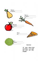 English worksheet: Food Vocabulary 1