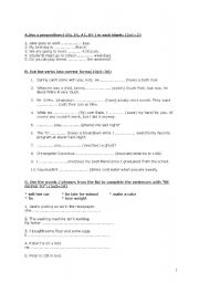 English worksheet: revision quiz