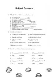 English Worksheet: Subject Pronouns