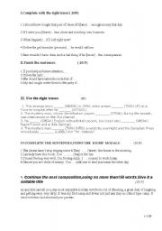 English Worksheet: intermediate level test