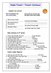 English Worksheet: Simple Present / present Continuous