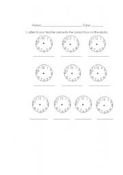 English worksheet: ask and giving time