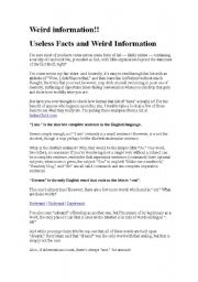 English Worksheet: Weird information 2