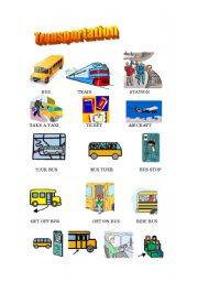 English Worksheet: Means of Transport Picture Dictionary