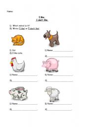 English Worksheet: Likes and dislikes