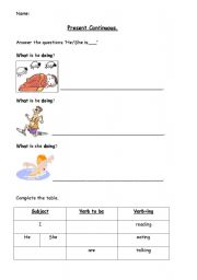 English Worksheet: Present continuous worksheet