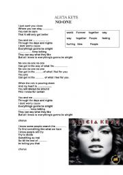 English Worksheet: Alicia Keys No One Song