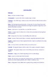 English Worksheet: Geography mini Glossary