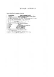 English Worksheet: Past Simple  or Past Continuous