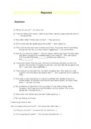 English Worksheet: Reported speech