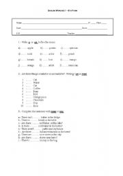 English worksheet: Countable and Uncountable Nouns