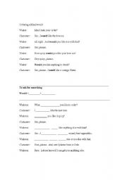 English Worksheet: ordering a meal