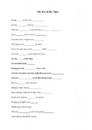 English Worksheet: The Eye of the Tiger (Cloze Exercise)