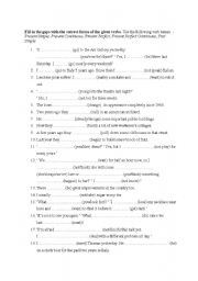 English Worksheet: Present Tenses and Past Simple