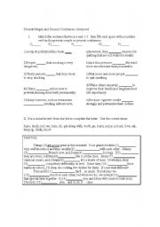 English Worksheet: Present Simple and Present Continuous