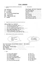 English Worksheet: TO BE - FORMS