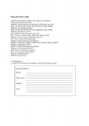 English Worksheet: Lets order a meal