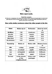 English Worksheet: Work report cards