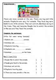 English Worksheet: Comprehension