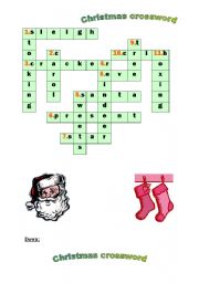 English Worksheet: christmas crossword