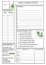 English Worksheet: learners mounthly profile