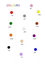 English worksheet: Colours chart