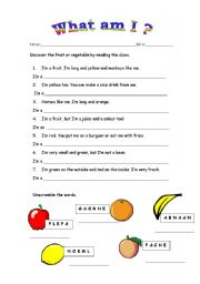 English Worksheet: What am I?